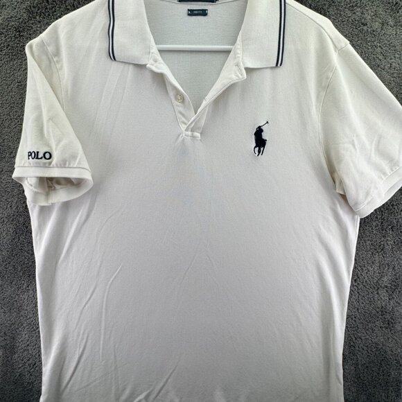 Polo Ralph Lauren Polo Shirt XL White Embroidered Short Sleeve Big Pony Pro Fit - Picture 2 of 15
